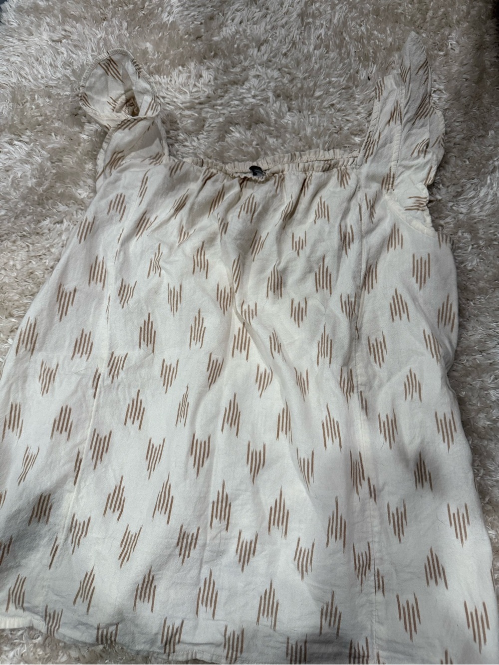 Madewell Cream Tank Top with Brown Pattern 100% cotton